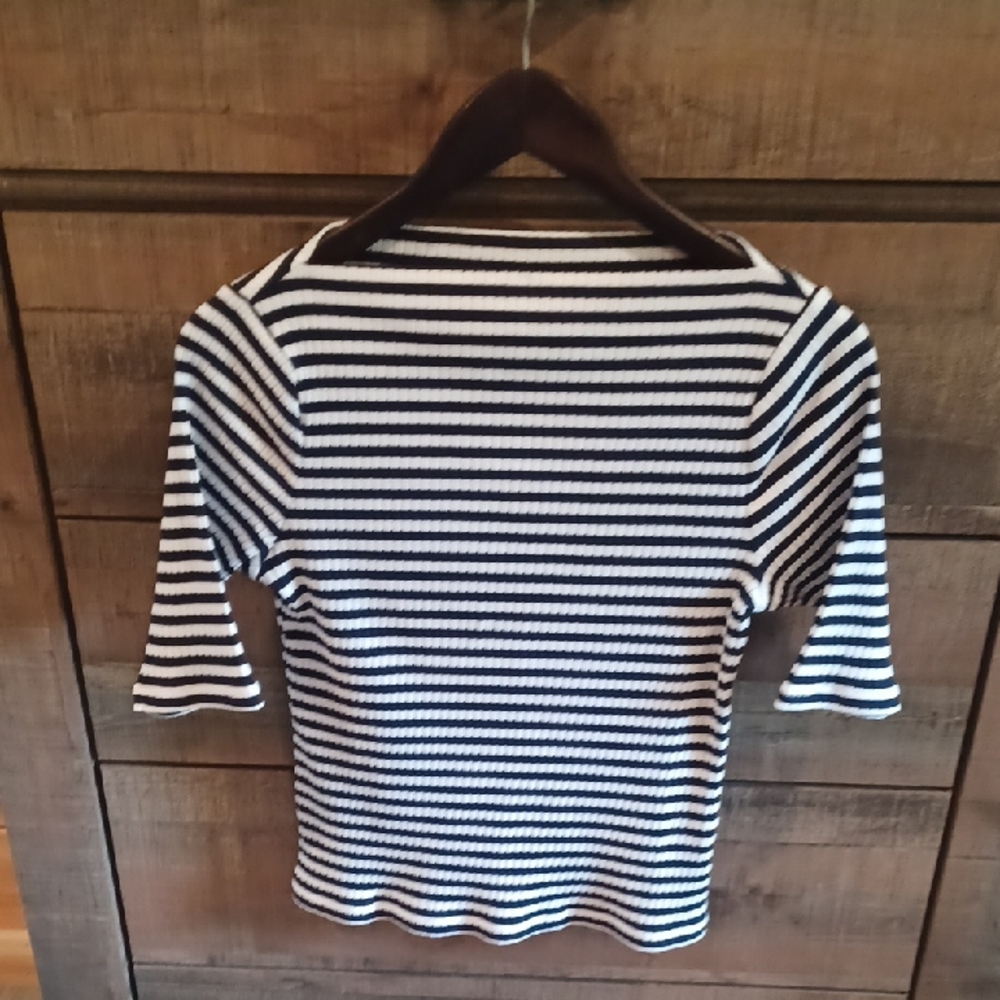 Old Navy Black and White Striped Blouse